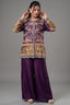 Purple Raw Silk Embellished Handworked Palazzo Set
