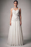 Chantilly White Georgette Evening Gown featuring Hand-Embellished Botanical Cutdana Bodice