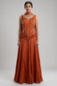 Orange Crepe Silk Woven Work Palazzo Suit with Cutdana and Diamond Work