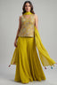 Yellow Georgette Embroidered Palazzo Suit