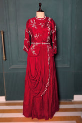 red embroidered dress
