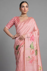 Tussar Silk Digital Floral Printed Saree - silk saree