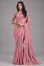 Light Pink Georgette Silk Saree with Lace Work - pink silk saree