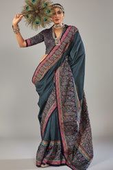 Art Silk Printed Saree with Paisley Motifs