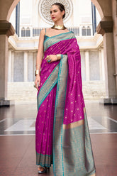 Purple Semi Silk Woven Saree with Contrast Pallu and Border