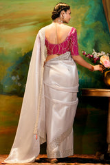 Silver Tissue Saree with Sequin Work