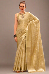 Golden Handloom Zari Tissue Woven Saree
