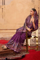 Purple Art Silk Printed Saree