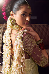 Cream Viscose Tissue All Over Woven Saree