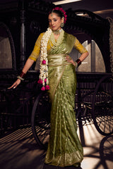 Green Viscose Tissue Saree with Weaving