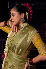 Green Viscose Tissue Saree with Weaving