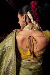 Green Viscose Tissue Saree with Weaving