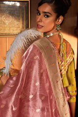 Pink Tissue Silk Woven Saree with Paithani Pallu and Border