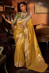 Yellow Tissue Silk Woven Saree with Paithani Pallu and Border