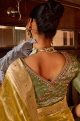 Yellow Tissue Silk Woven Saree with Paithani Pallu and Border