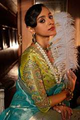 Sky Blue Tissue Silk Saree with Paithani Border and Pallu