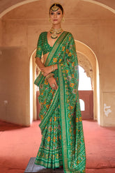 Green Art Silk Patola Print Saree