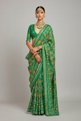 Green Art Silk Patola Print Saree
