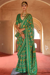 Green Art Silk Patola Print Saree