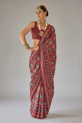Purple Art Silk Patola Print Saree