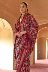 Purple Art Silk Patola Print Saree
