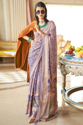 Purple Georgette Printed Saree