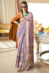 Purple Georgette Printed Saree
