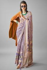 Purple Georgette Printed Saree