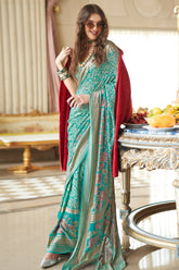Light Green Georgette Printed Saree