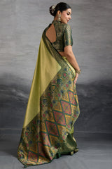 Light Green Art Silk Woven Saree with Contrast Border and Pallu