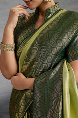 Light Green Art Silk Woven Saree with Contrast Border and Pallu