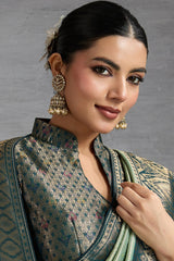 Light Green Art Silk Woven Saree with Contrast Border and Pallu