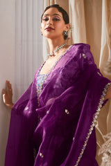 Purple Tissue Saree with Sequin Embroidery Work