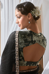 Black Crush Tissue Saree with Sequin Embroidery Work