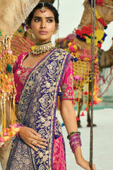 Multi Colored Georgette Traditional Bandhej Saree with HandWork