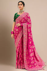 Pink Georgette Traditional Bandhej Saree