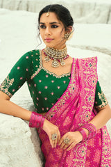 Pink Georgette Traditional Bandhej Saree