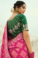 Pink Georgette Traditional Bandhej Saree