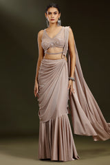 Pale Mauve Imported Pleated Readymade Lehenga Saree