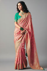 Light Pink Bemberg Viscose Woven Saree