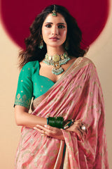 Light Pink Bemberg Viscose Woven Saree