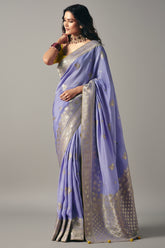 Light Lavender Bemberg Viscose Woven Saree