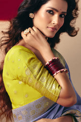 Light Lavender Bemberg Viscose Woven Saree