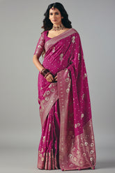 Purple Bemberg Viscose Woven Saree