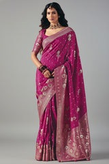Purple Bemberg Viscose Woven Saree