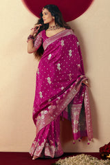 Purple Bemberg Viscose Woven Saree