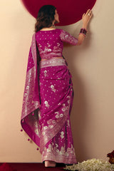 Purple Bemberg Viscose Woven Saree