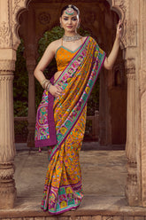 Mustard Art Silk Printed Saree