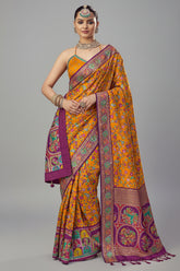 Mustard Art Silk Printed Saree