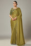 Olive Green Satin Silk Plain Saree with Sequins Border - green silk saree